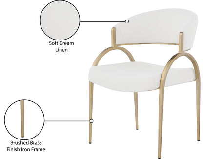 Collette Cream Linen Textured Fabric Dining Chair