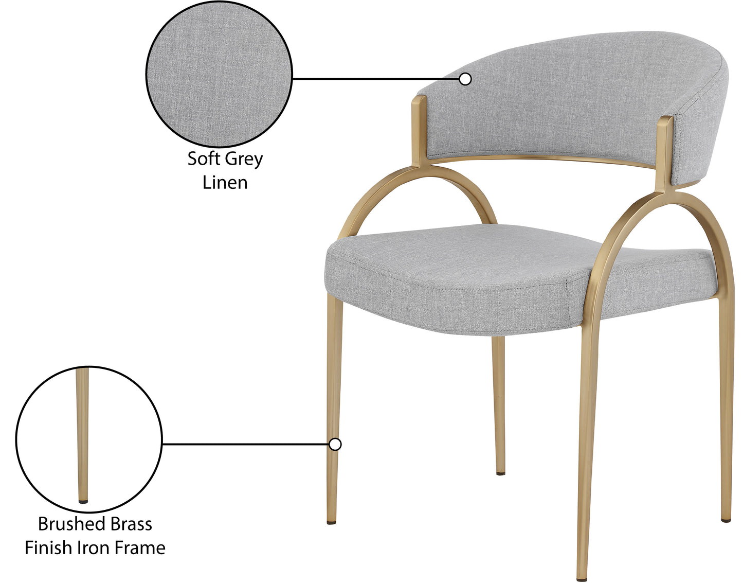 collette grey linen textured fabric dining chair