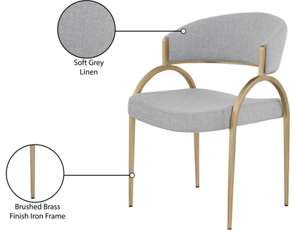 Collette Grey Linen Textured Fabric Dining Chair