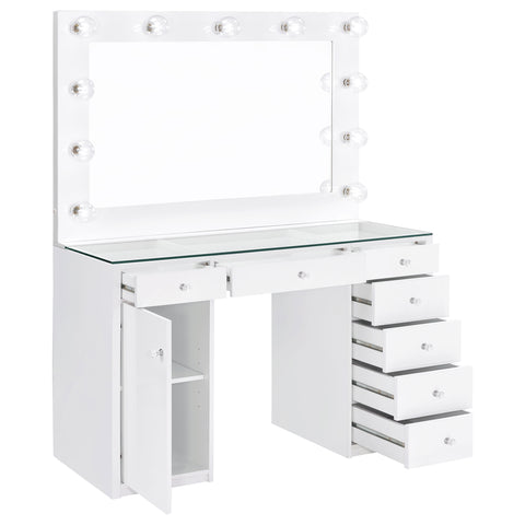 Andover 7-drawer Vanity Set with Lighting White High GlossWhite High Gloss