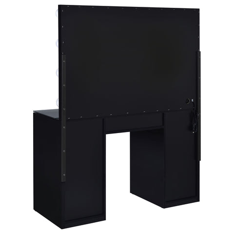 Andover 7-drawer Vanity Set with Lighting Black High GlossBlack High Gloss