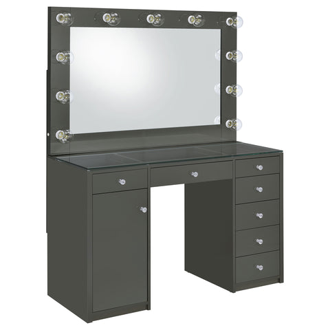 Andover 7-drawer Vanity Set with Lighting Grey High GlossGrey High Gloss