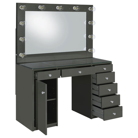 Andover 7-drawer Vanity Set with Lighting Grey High GlossGrey High Gloss