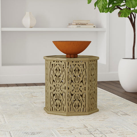 Bexter Octagonal Solid Mango Wood Side Table Natural BrownNatural