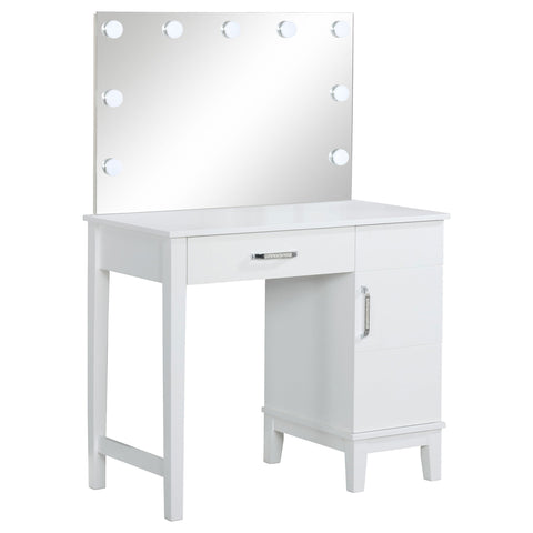 Brookmead Vanity Set with Lighting & Stool White and Dark GreyWhite