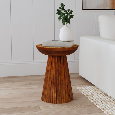 Edgerton Round Solid Wood Accent Side Table Wild HoneyWild Honey
