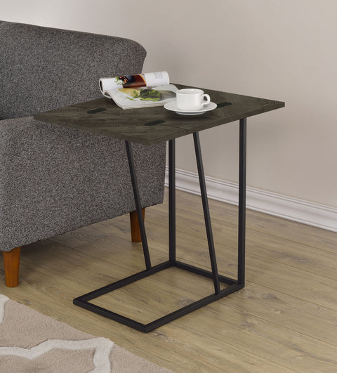 Eden Expandable Engineered Wood C-Shaped Side Table GreyRustic Grey