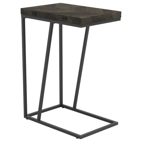 Eden Expandable Engineered Wood C-Shaped Side Table GreyRustic Grey
