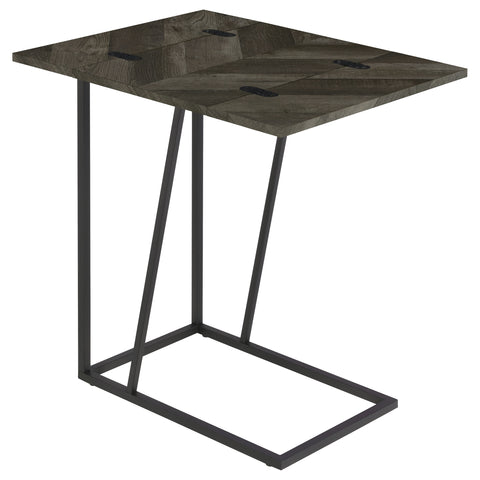 Eden Expandable Engineered Wood C-Shaped Side Table GreyRustic Grey