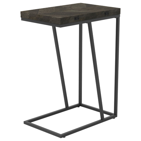 Eden Expandable Engineered Wood C-Shaped Side Table GreyRustic Grey