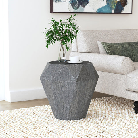 Keanu Octagonal Solid Mango Wood Side Table GreyGrey