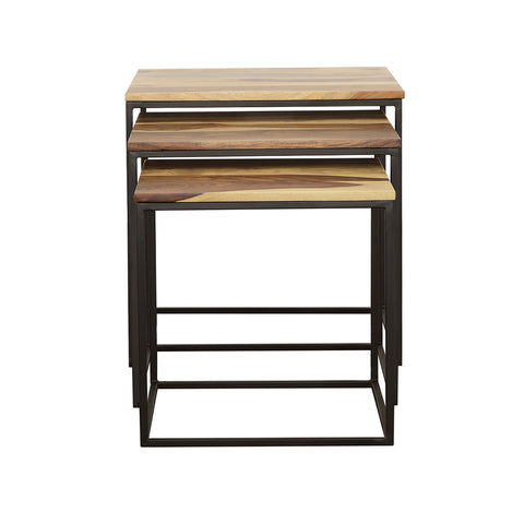 Isabella 3-piece Square Nesting Tables Natural and BlackNatural