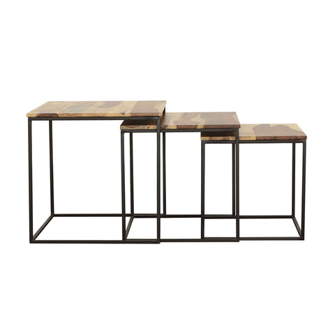 Isabella 3-piece Square Nesting Tables Natural and BlackNatural