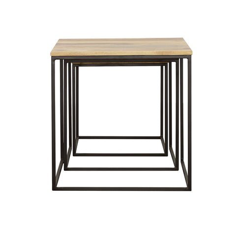 Isabella 3-piece Square Nesting Tables Natural and BlackNatural