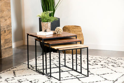 Isabella 3-piece Square Nesting Tables Natural and BlackNatural