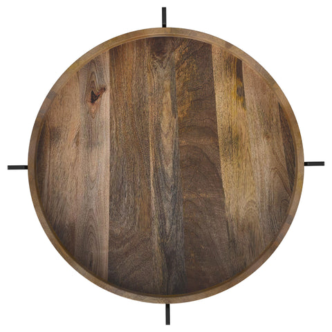 Stephie Round Side Table with Marble Shelf Natural and BlackNatural