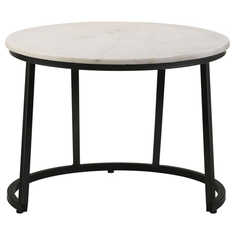 Aiken Round Marble Top Coffee Table White and BlackWhite Marble