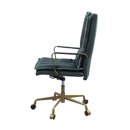 Macaria Office Chair, Dark Green Top Grain Leather