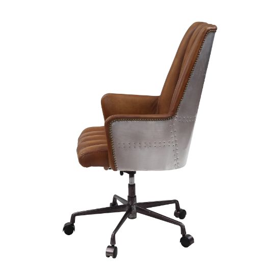 madison salvol office chair, sahara top grain leather & aluminum