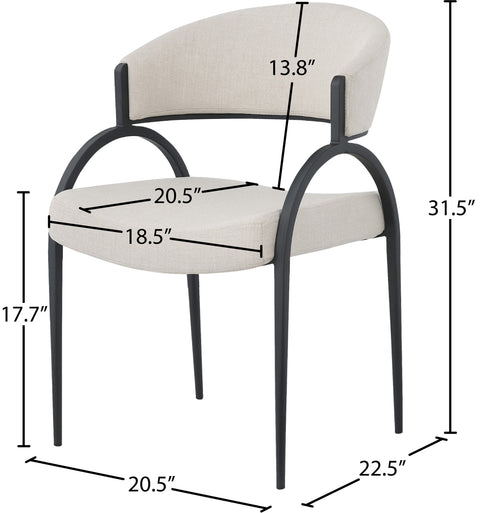 Charleville Beige Linen Textured Fabric Dining Chair C