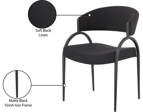 Charleville Black Linen Textured Fabric Dining Chair C