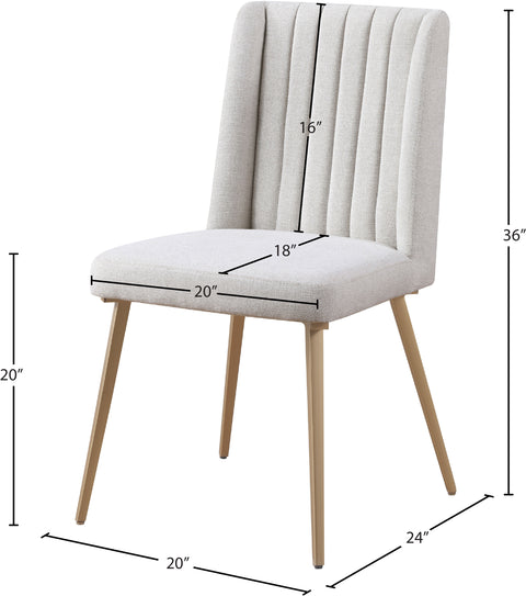 Florence Cream Linen Textured Fabric Upholstered Dining Chair, 2-Piece (Style 3)