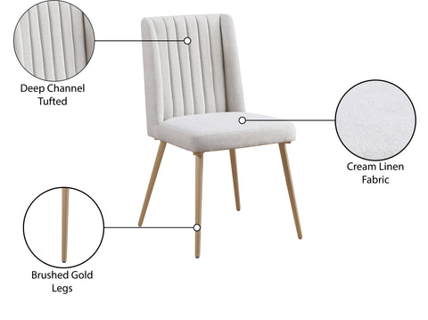 Florence Cream Linen Textured Fabric Upholstered Dining Chair, 2-Piece (Style 3)