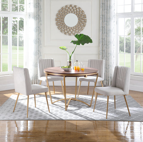 Florence Cream Linen Textured Fabric Upholstered Dining Chair, 2-Piece (Style 3)