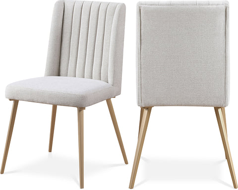 Florence Cream Linen Textured Fabric Upholstered Dining Chair, 2-Piece (Style 3)