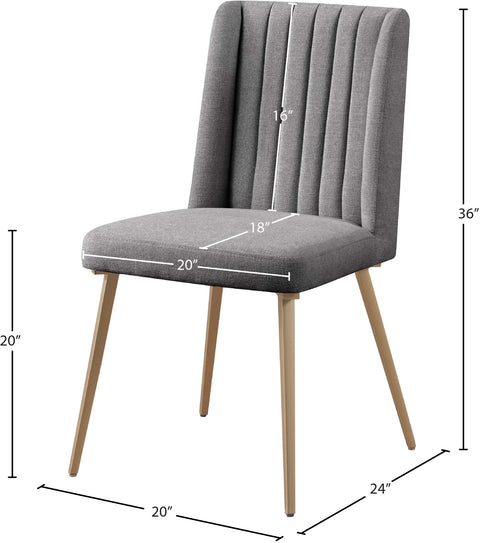 Florence Grey Linen Textured Fabric Upholstered Dining Chair, 2-Piece (Style 2)
