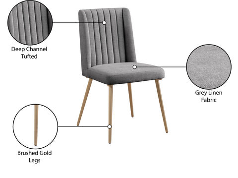 Florence Grey Linen Textured Fabric Upholstered Dining Chair, 2-Piece (Style 2)