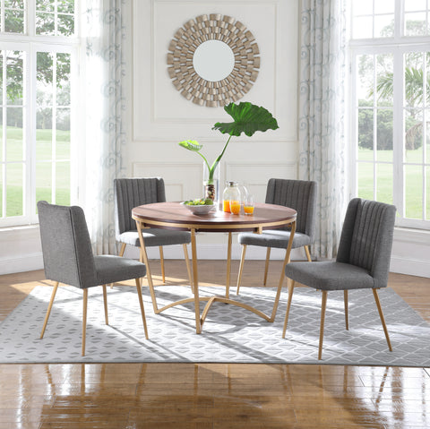 Florence Grey Linen Textured Fabric Upholstered Dining Chair, 2-Piece (Style 2)