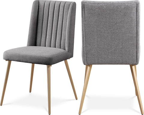 Florence Grey Linen Textured Fabric Upholstered Dining Chair, 2-Piece (Style 2)