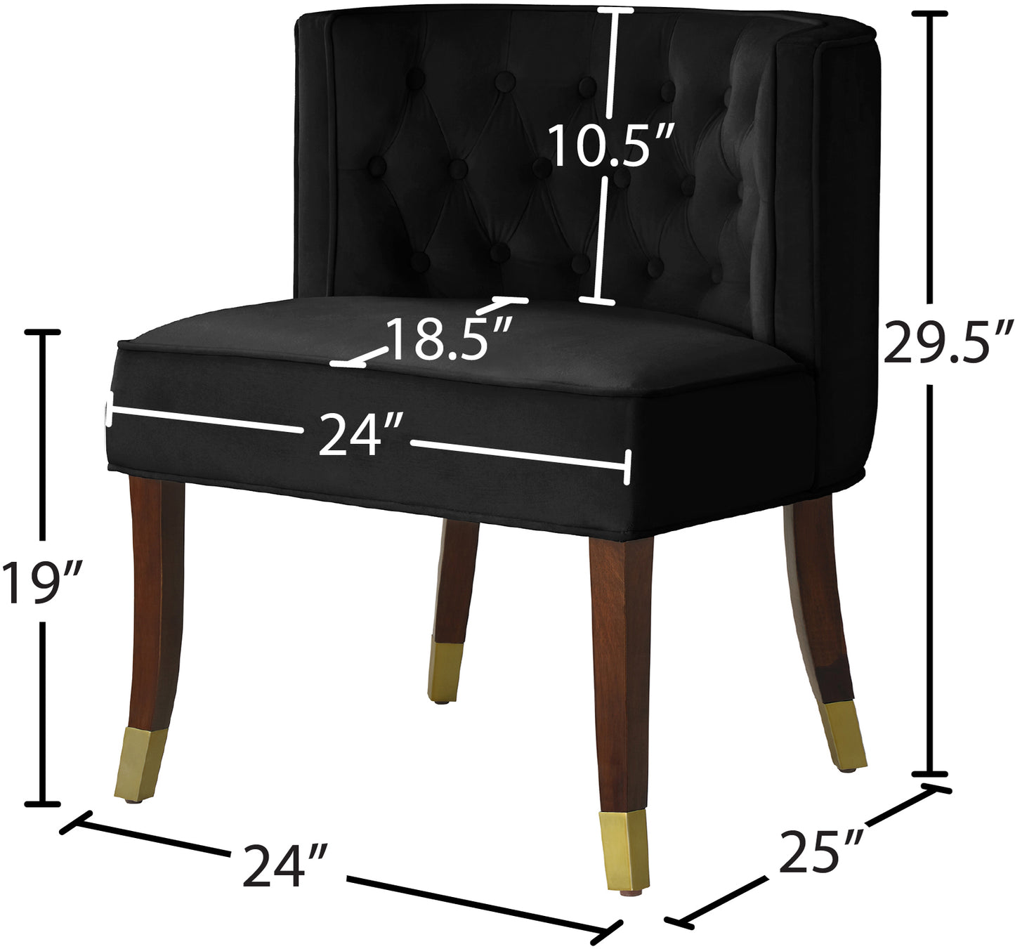 woodland black velvet dining chair c