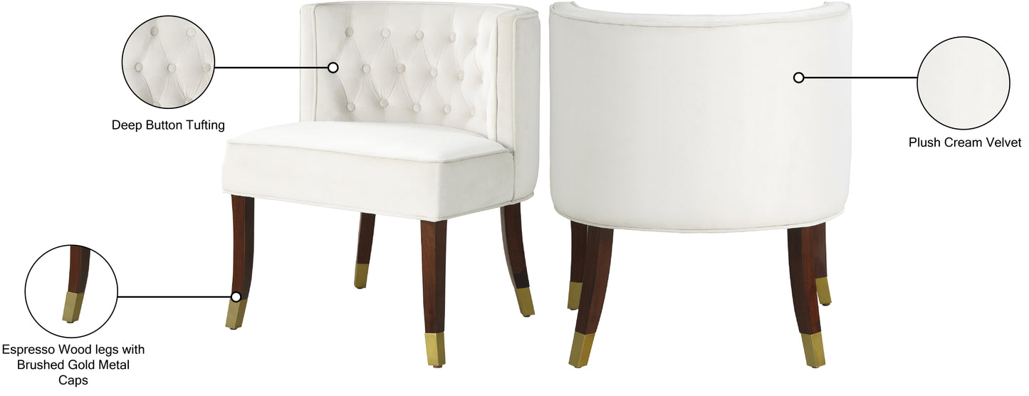 woodland cream velvet dining chair c