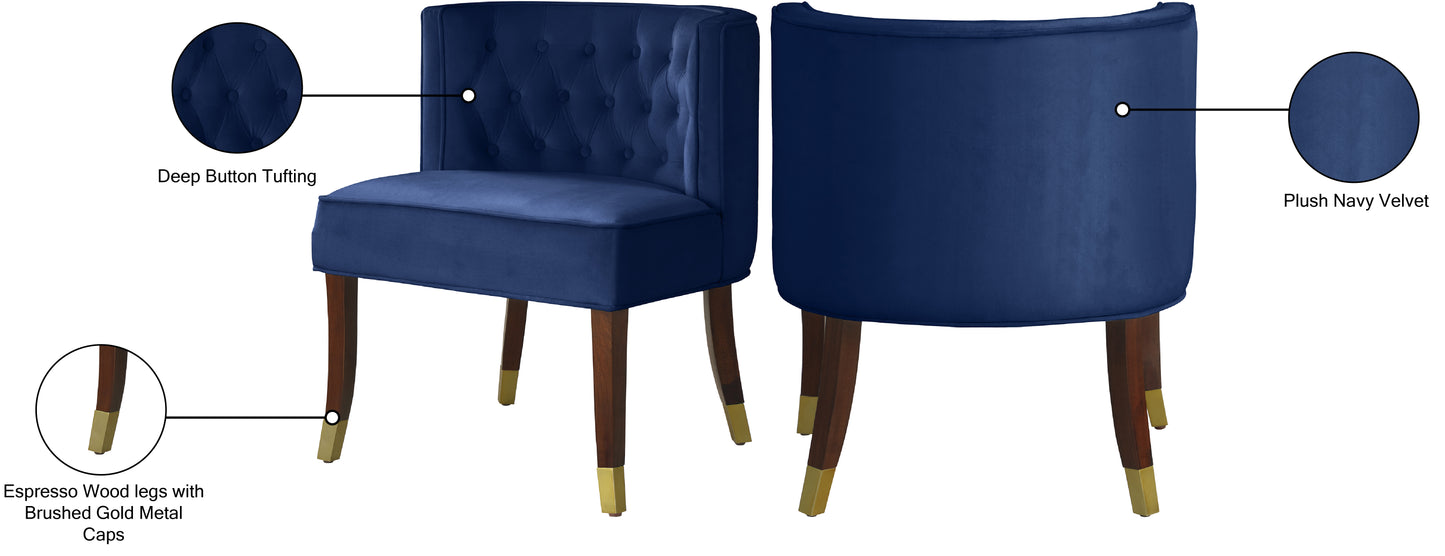 woodland navy velvet dining chair c