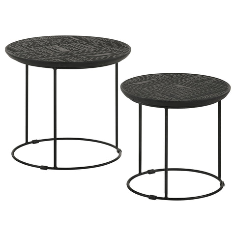 Jordan 2-piece Round Mango Wood Nesting Table Matte BlackMatte Black
