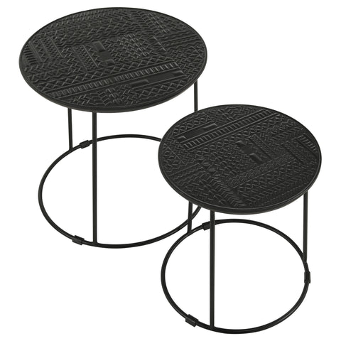 Jordan 2-piece Round Mango Wood Nesting Table Matte BlackMatte Black