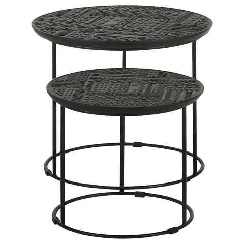 Jordan 2-piece Round Mango Wood Nesting Table Matte BlackMatte Black