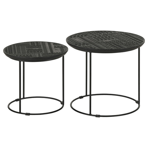 Jordan 2-piece Round Mango Wood Nesting Table Matte BlackMatte Black