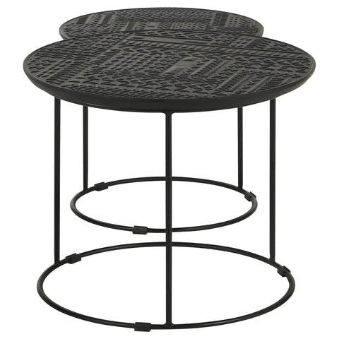 Jordan 2-piece Round Mango Wood Nesting Table Matte BlackMatte Black