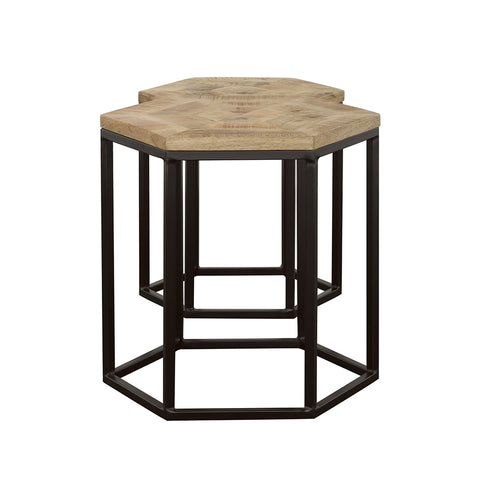 Walker 2-piece Hexagonal Nesting Tables Natural and BlackNatural