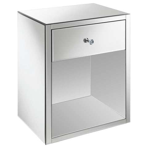 Aiken 1-drawer Mirrored Accent Side Table Silver