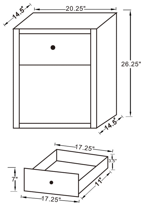 Aiken 1-drawer Mirrored Accent Side Table Silver
