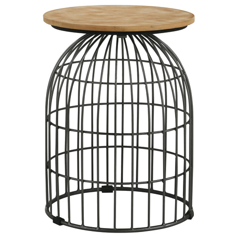 Larson Round Wire Frame Side Table Natural and GunmetalGunmetal