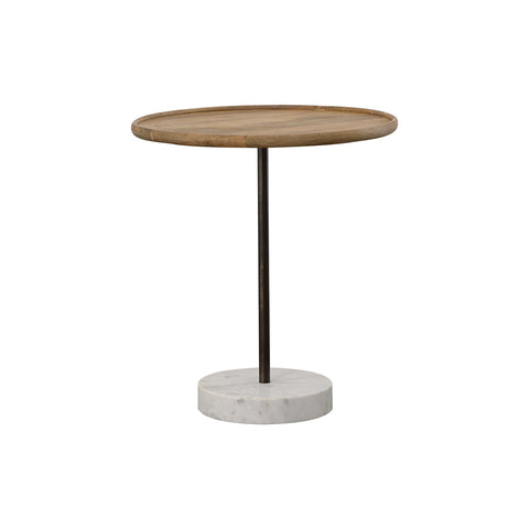 Livingston 24" Wood Top Marble Base Table Natural and WhiteNatural