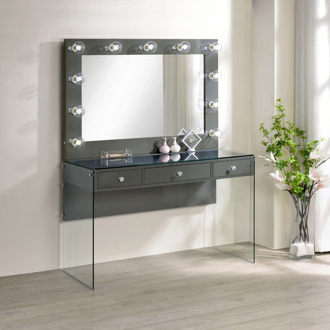 Wilkes 3-drawer Vanity Set with Lighting Grey High GlossGrey High Gloss