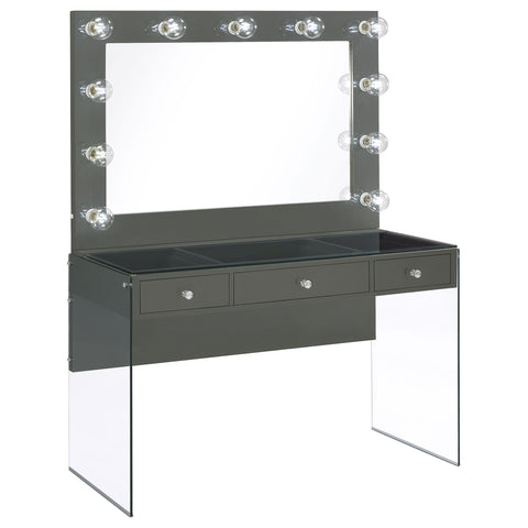Wilkes 3-drawer Vanity Set with Lighting Grey High GlossGrey High Gloss