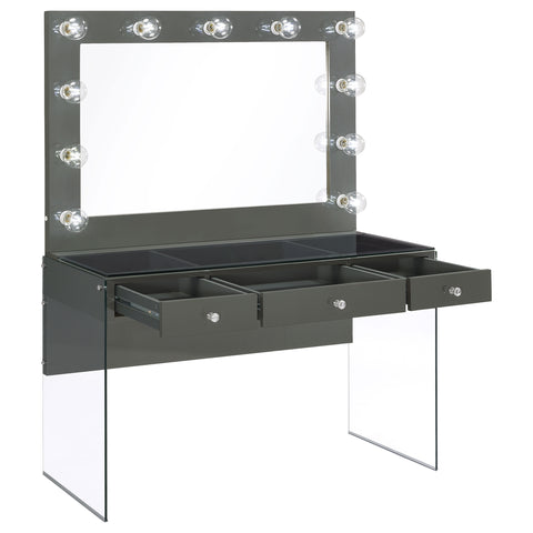 Wilkes 3-drawer Vanity Set with Lighting Grey High GlossGrey High Gloss