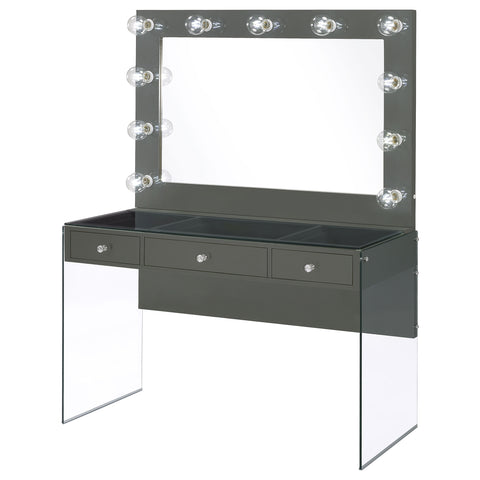 Wilkes 3-drawer Vanity Set with Lighting Grey High GlossGrey High Gloss